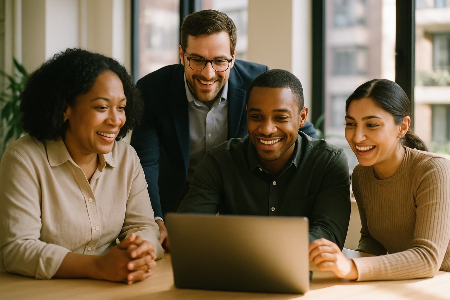 A lending team reviewing a client file together in their office